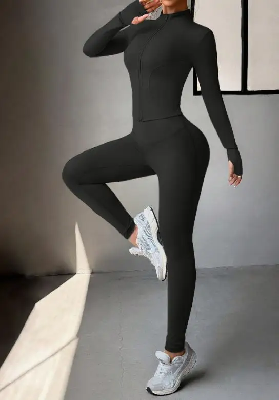 

2026 Spring/summer Women's Sports Style Slimming Zipper High Elasticity Yoga Set