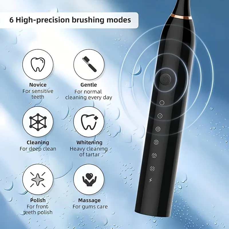 1 set of ultrasonic series electric toothbrushes -2 brush heads and battery ultrasonic toothbrushes