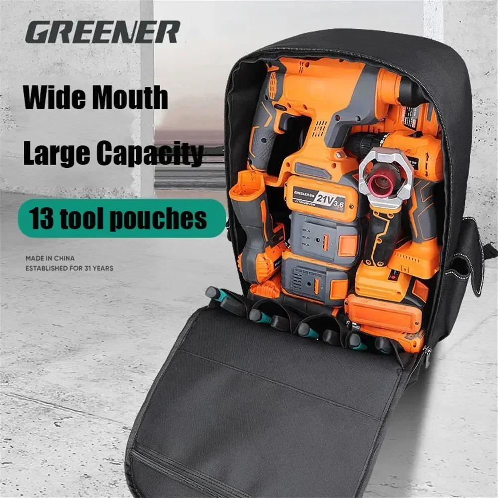 Waterproof Tool Backpack Electricians Repair Tool Bag Heavy Duty Tool Organizer Multifunction Maintenance Canvas Suitcase