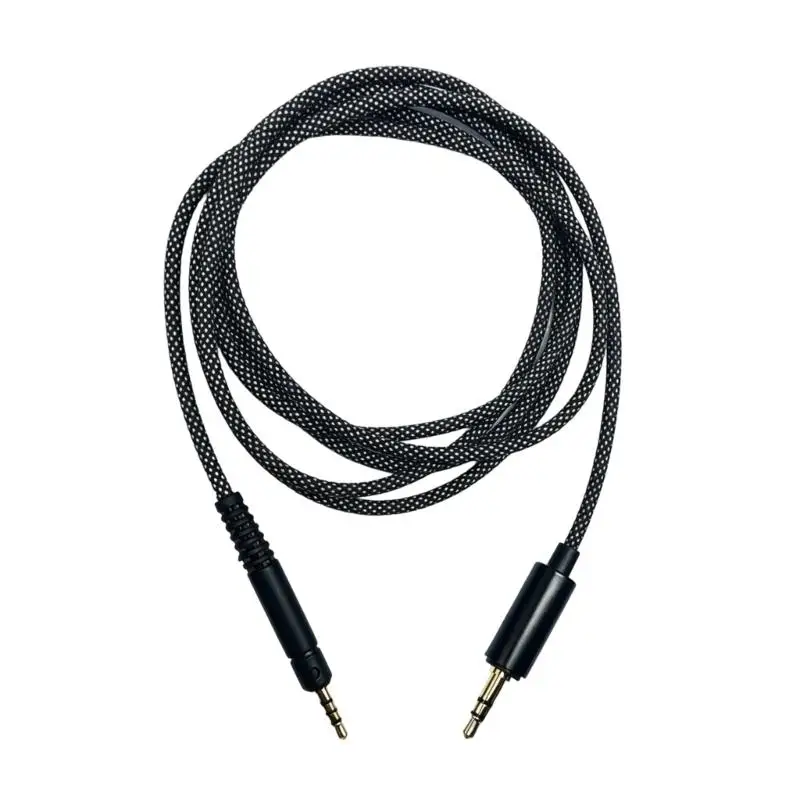 R53C Over-Ear Headphone Replacement Cord with Textile Cable Cover for HD518, 3.5 mm Music End, 150 Reach, and Daily Home Use in