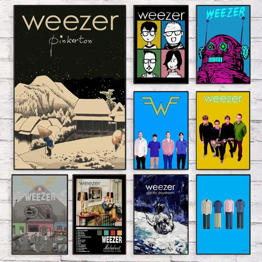 

Popular Band W-Weezer Singer Poster Wall Art Sticky for Living Room Bedroom Office Hallway Bar Home Decor Gift Idea