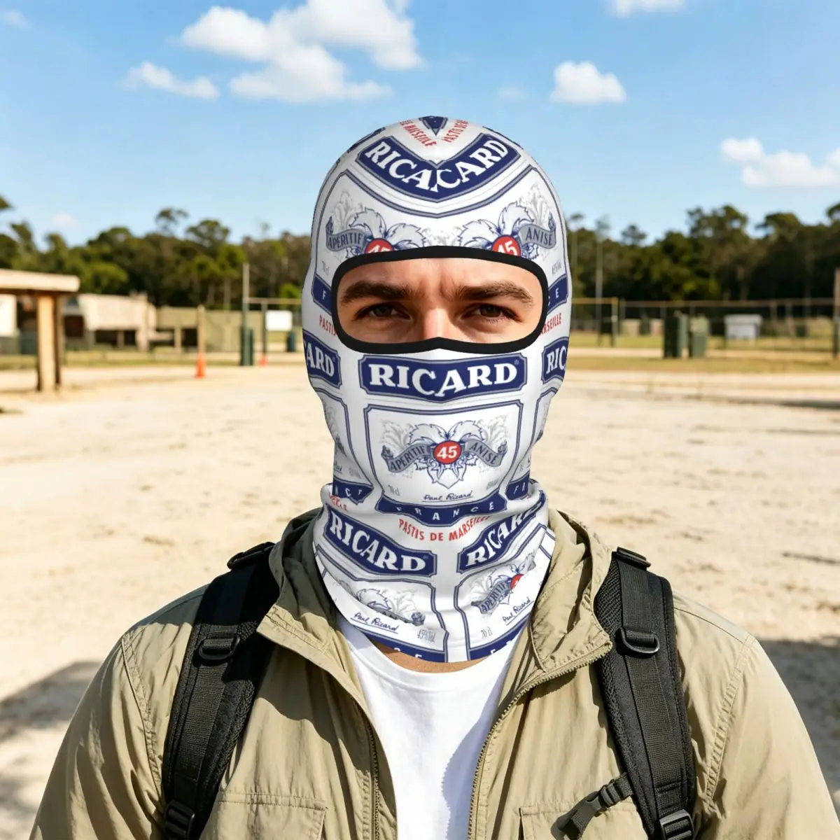 Pastis De Marseille POP 45 Breathable Thin Balaclava Full Face Mask Sun Protection Neck Gaiter For Motorcycle Fishing Outdoor