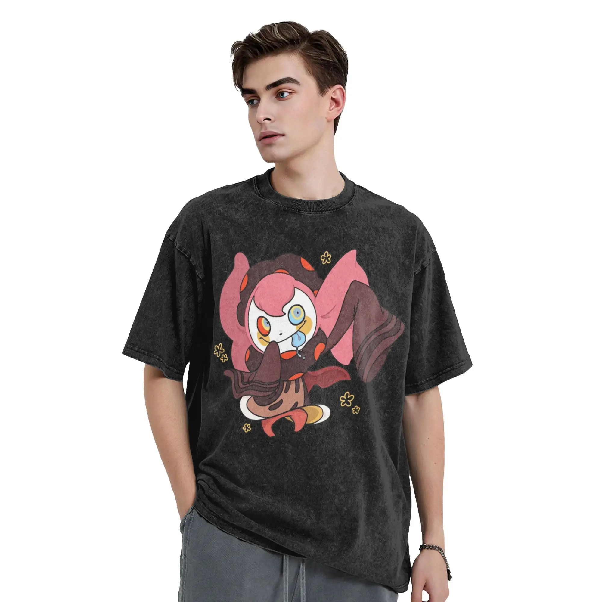 Puella Magi Madoka Magica Anime Washed T Shirts Streetwear T-Shirt Charlotte Desert Witch Tees for Men Women 100% Cotton
