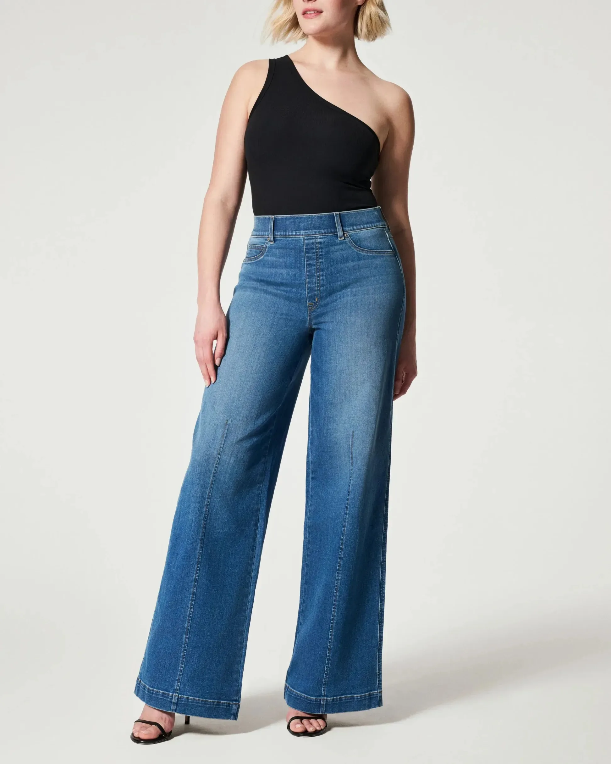 Midiross Wide Leg Jeans Woman Street Vintage Baggy Seamed Front Wide Leg Jeans Summer Women Cargo Pants High Waist Jeans