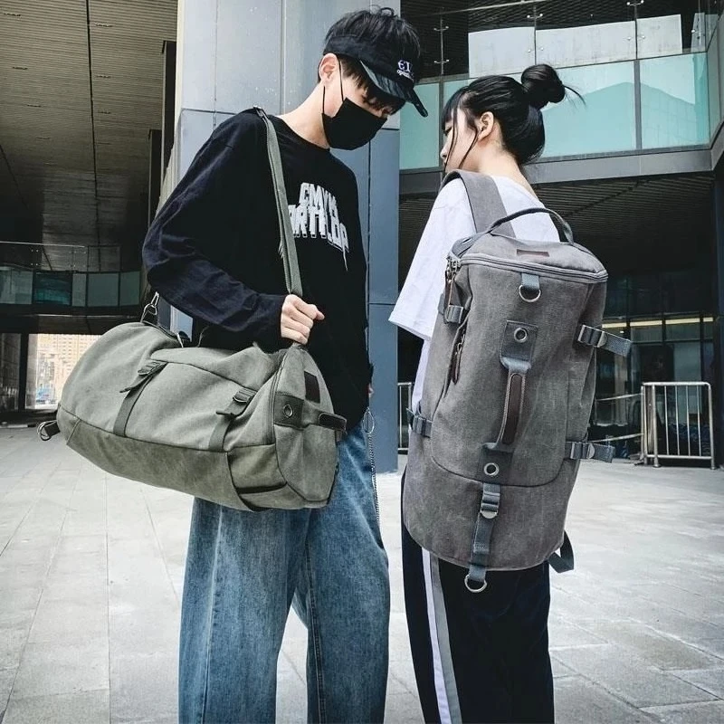 2025 New Women Men Canvas Backpack Travel Mountaineering Bucket Backpack Large Capacity Travel Luggage Hand Bill Shoulder Bag