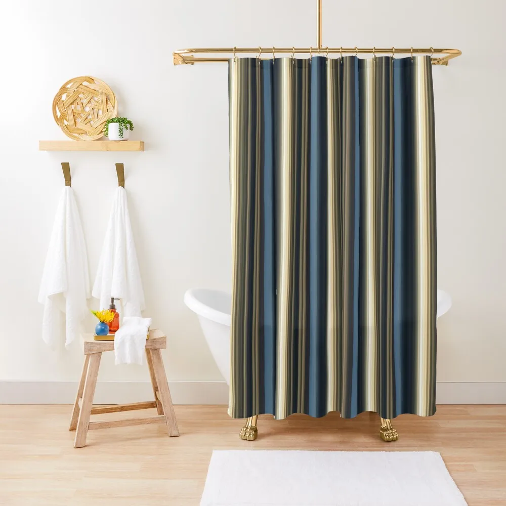 

Modern Blue Cream Taupe Mixed Stripe Pattern Shower Curtain Luxury Bathroom Shower Bathroom Decor Curtain