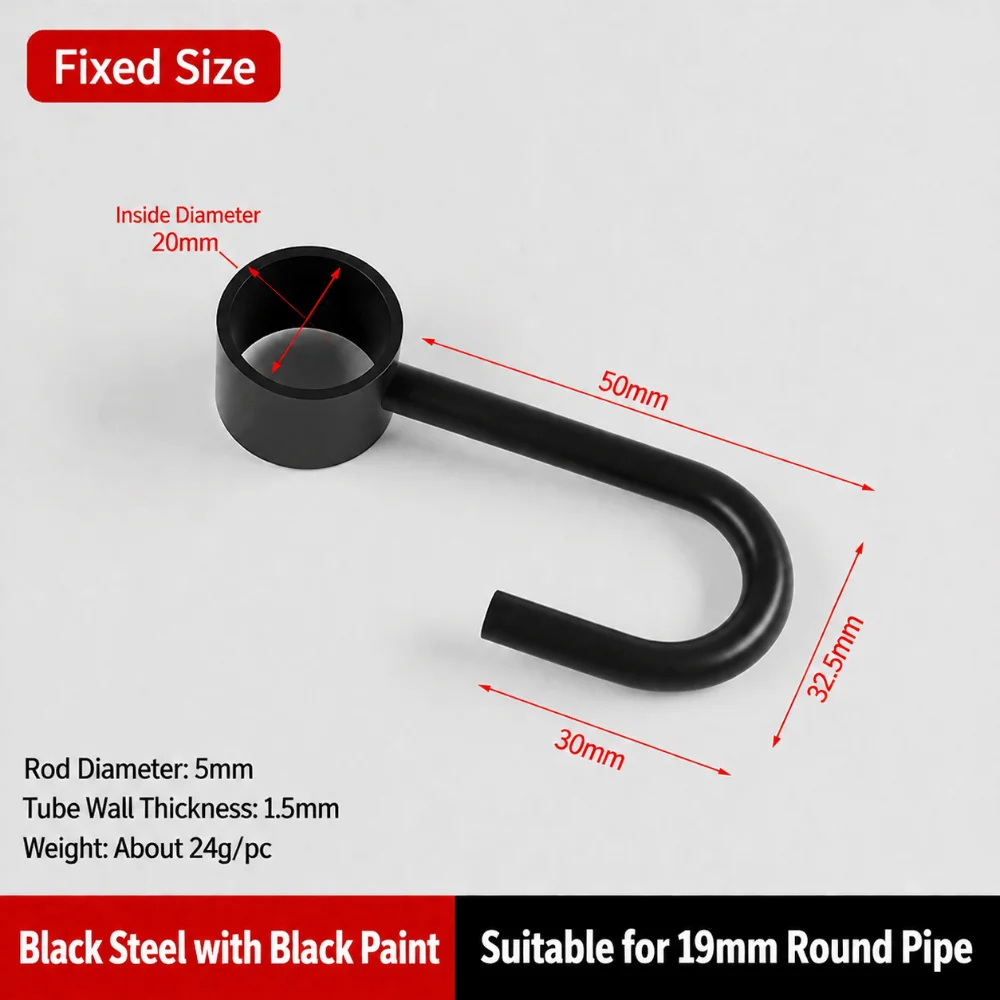4pcs Durable Stainless Steel Pipe Hook Hanger Rod Mount No Punching Curtain Rod Hook Windproof Tube Rod Hook Wardrobe