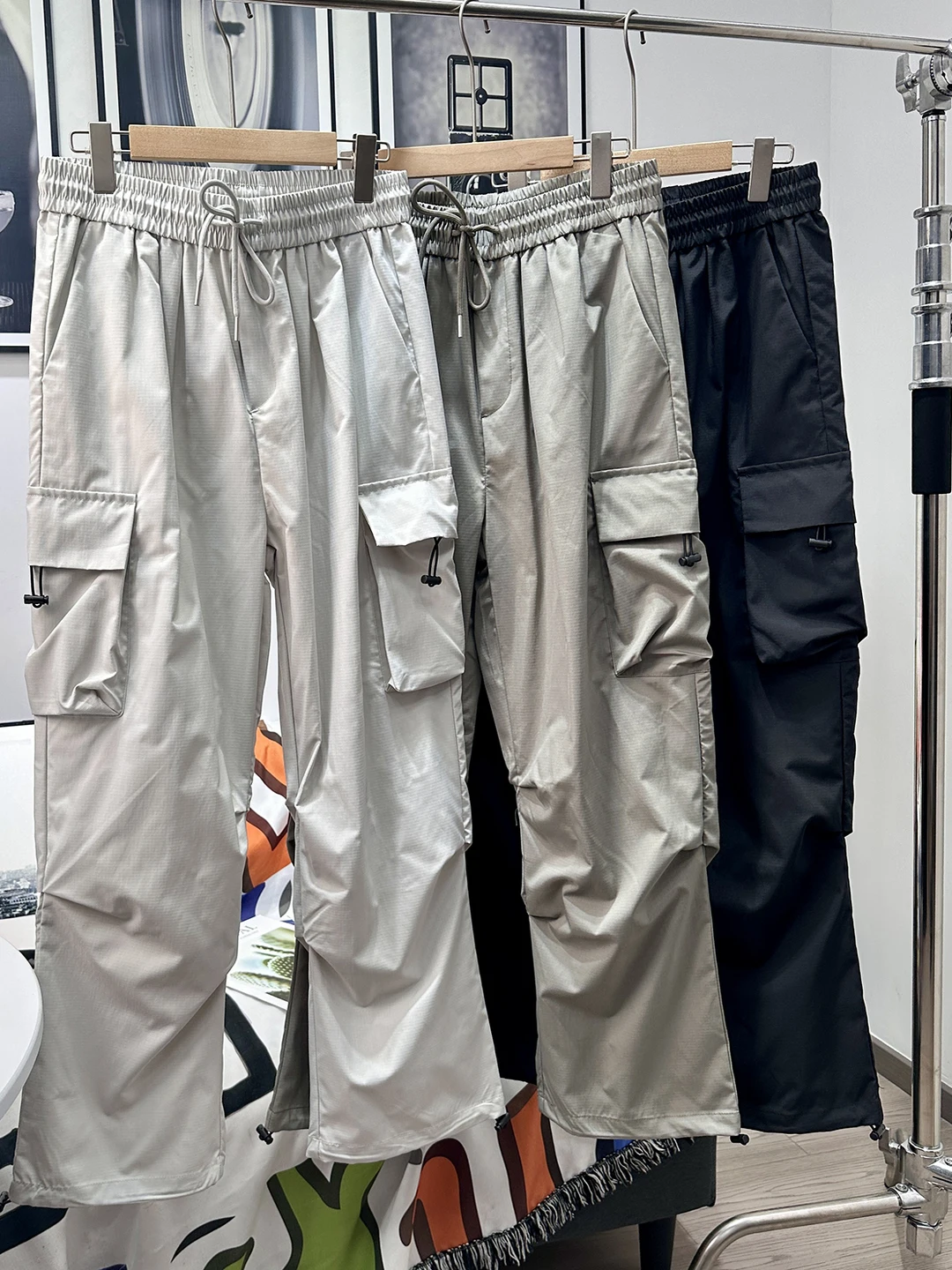 

Уличная спецодежда, брюки, мужские свободные летние брюки с тонкой эластичной резинкой на талии, широкие брюки, многоэтажные модные городские брюки