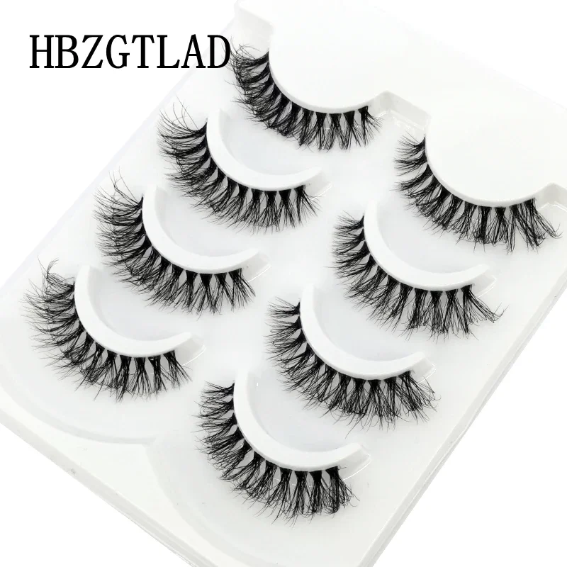 HBZGTLAD 4 Pares Pestañas de Visón Naturales Largas Banda Invisible Delgada Pestañas Postizas Transparentes Suaves Extensión de Pestañas Belleza 5