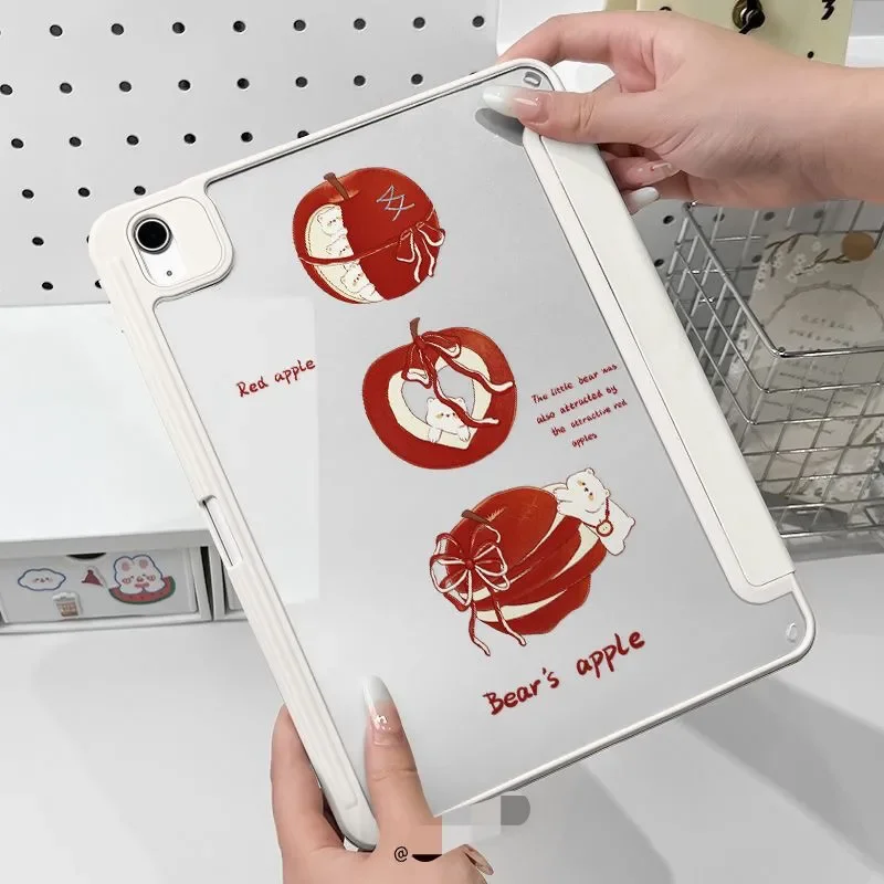 

Bear Apple Red Tablet Case For iPad Pro 11 12.9 13 8.3 M2 M4 M3 9.7 10.2 5/6th 7/8/9 10th 11th Mini 6 7 Air 3 4 5 6 Stand Cover