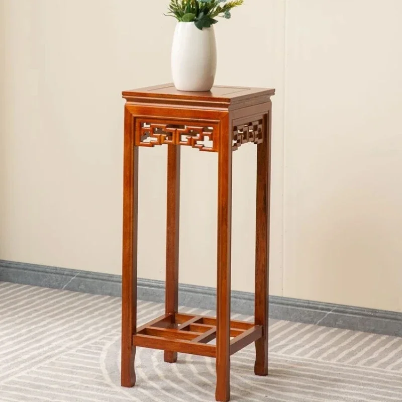 Chinese Antique Solid Wood Flower Stand Mahogany Balcony Shelf Indoor Bonsai Fish Tank Stand for Living Room Classic