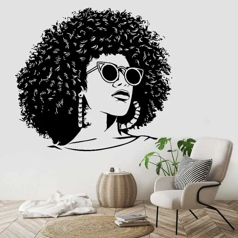 Beautiful African Woman Wall Sticker Modern Confident Stylish Afro American Beauty Salon Spa Home Decor Vinyl Wall Decal Gift 17