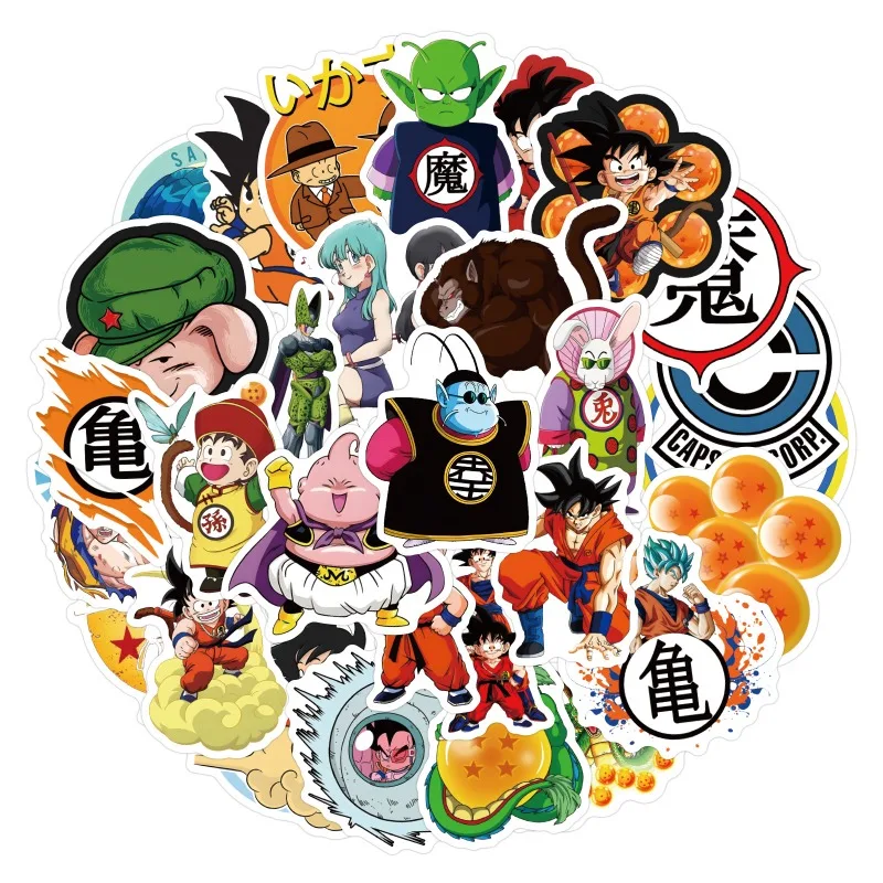 50pcs Animated Dragon Ball Cartoon Graffiti Stickers Suitcase Water Cup Stationery Refrigerator Mobile Phone Decoration Stickers