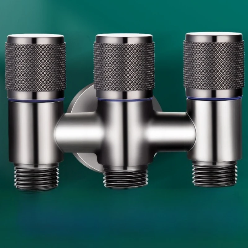 One‑In‑Three‑Out Multi‑Control Angle Valve, Auto Stop 4‑Way Water Diverter for Washing Machine Inlet