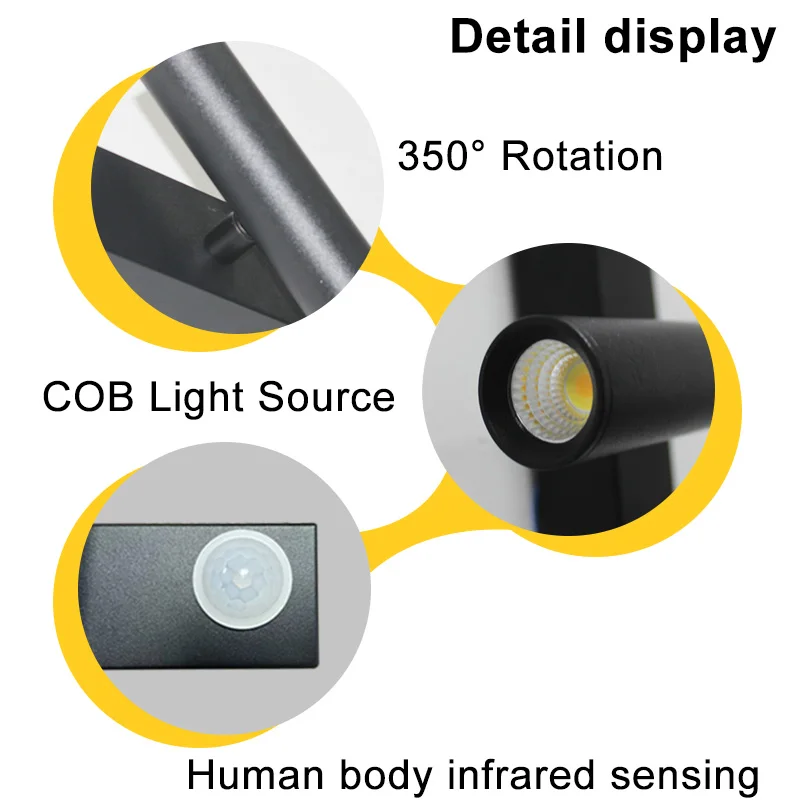 Induction LED Wall Lamps with 350° Rotatable Spotlight PIR Motion Human Sensor LED Wall Lights Hard-wired Indoor Wall Sconce