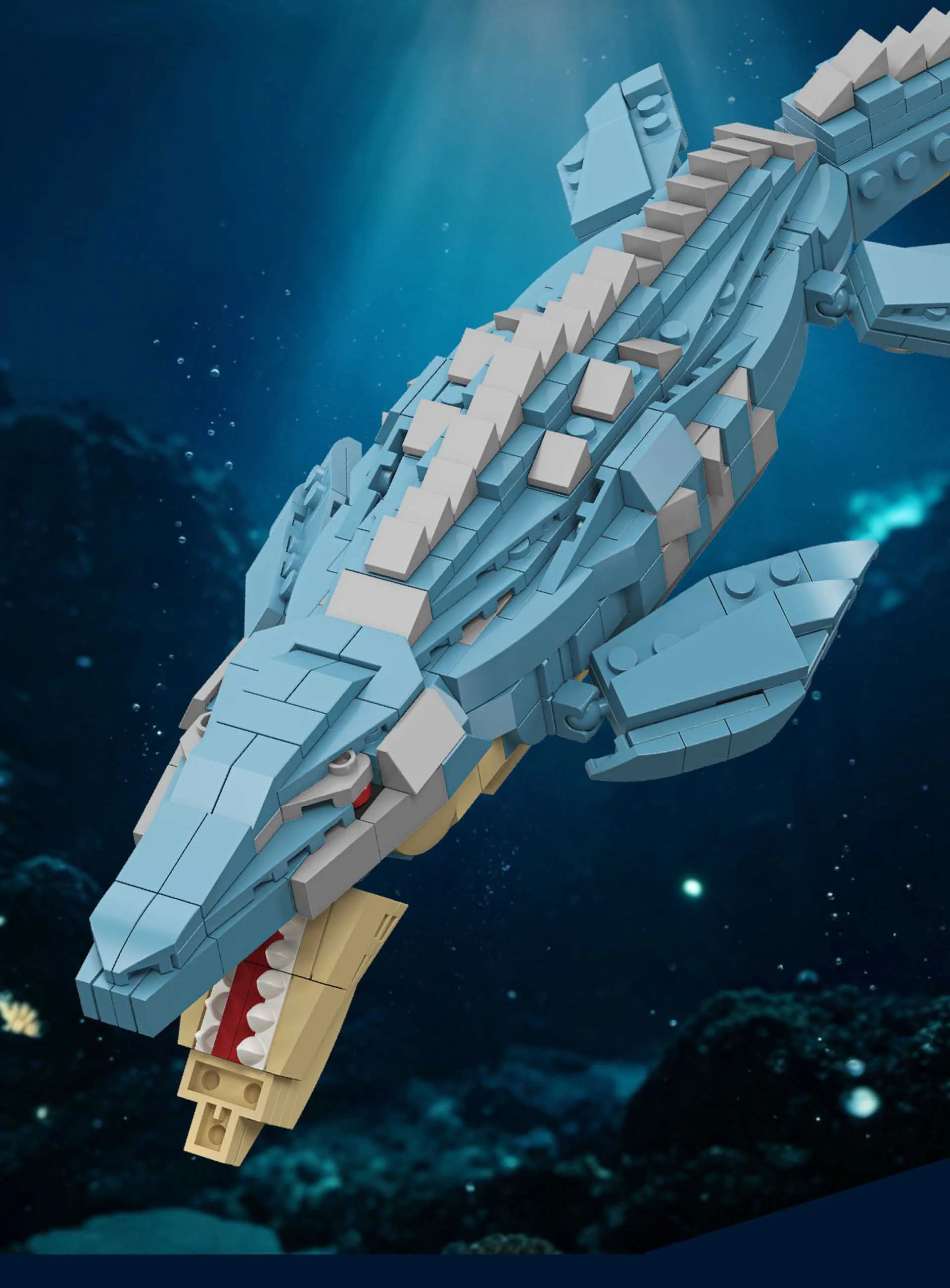 iDEA Jurassic Dinosaurier Baustein Unterwasser-Forschungsmodul Mosasaurus Konstruktionsbaustein Lernspielzeug für Geschenke – Detail 7