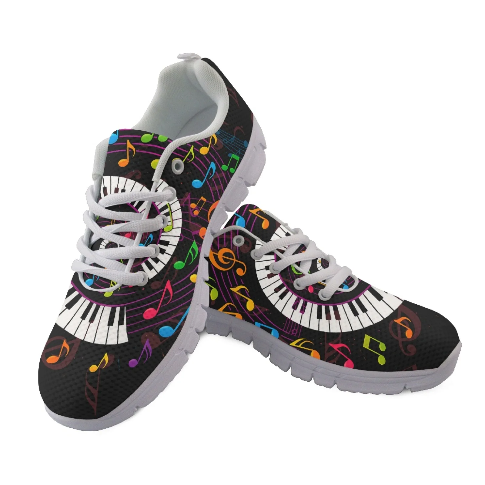 Coloranimal Music Note Print Running Shoes Walking Sneakers for Men Lace Up Sports Tennis Shoes