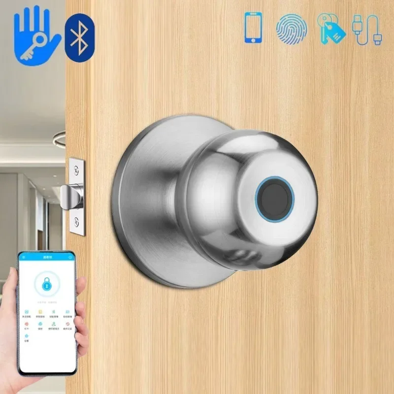 TTlock BLE App Fingerprint Smart Lock with Built-in Rechargeable Battery Electronic Door Lock Keyless Entry Home House Apartment