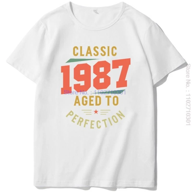 T-Shirt à Manches Courtes en Coton pour Homme, Vêtement à Col Rond, Imprimé, à la Mode, Cadeau, 1987