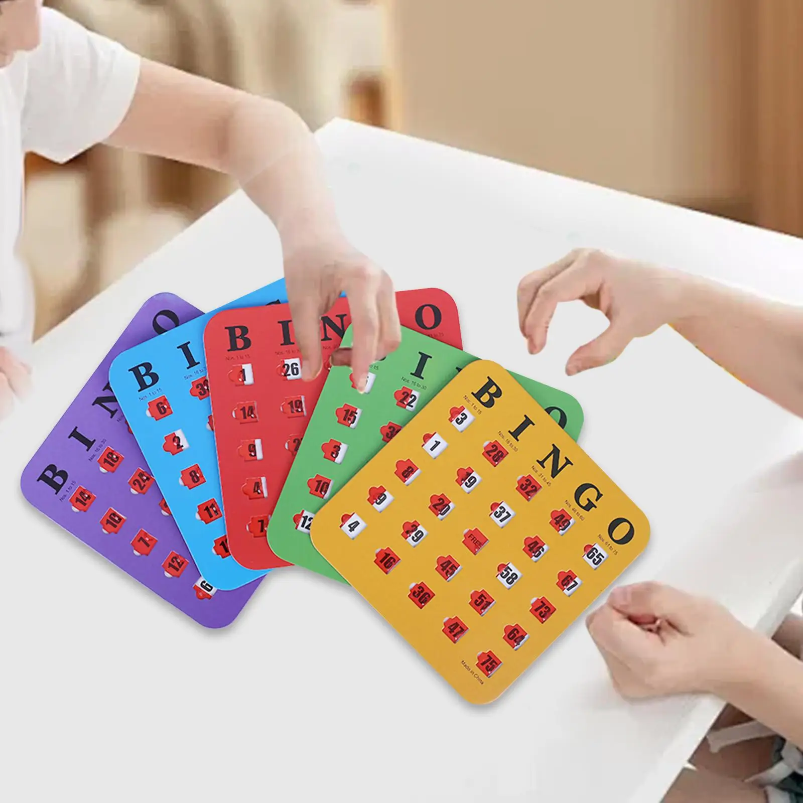 

5x карты для бинго с раздвижным окном. Веселые прочные игры для вечеринок. Легко читаемые многоразовые игры с большим принтом. Игровой набор для бинго. Игровые карты для бинго.