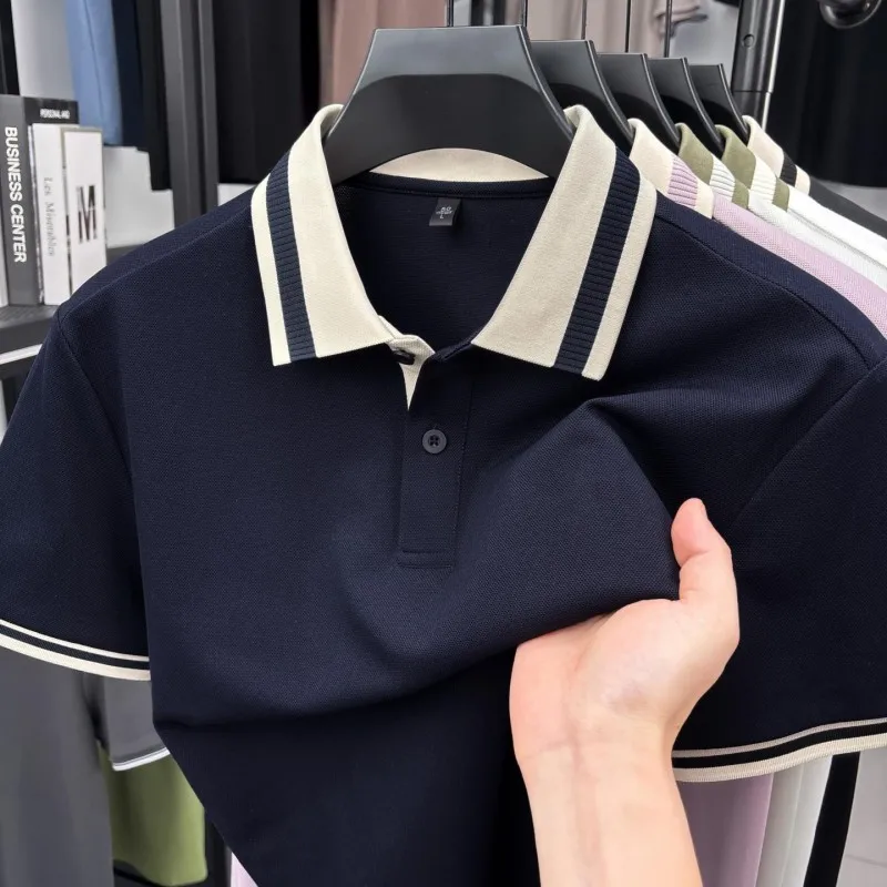 High quality men's short sleeve polo shirt luxurious new fashion business casual summer breathable lightweight comfort T-shirt