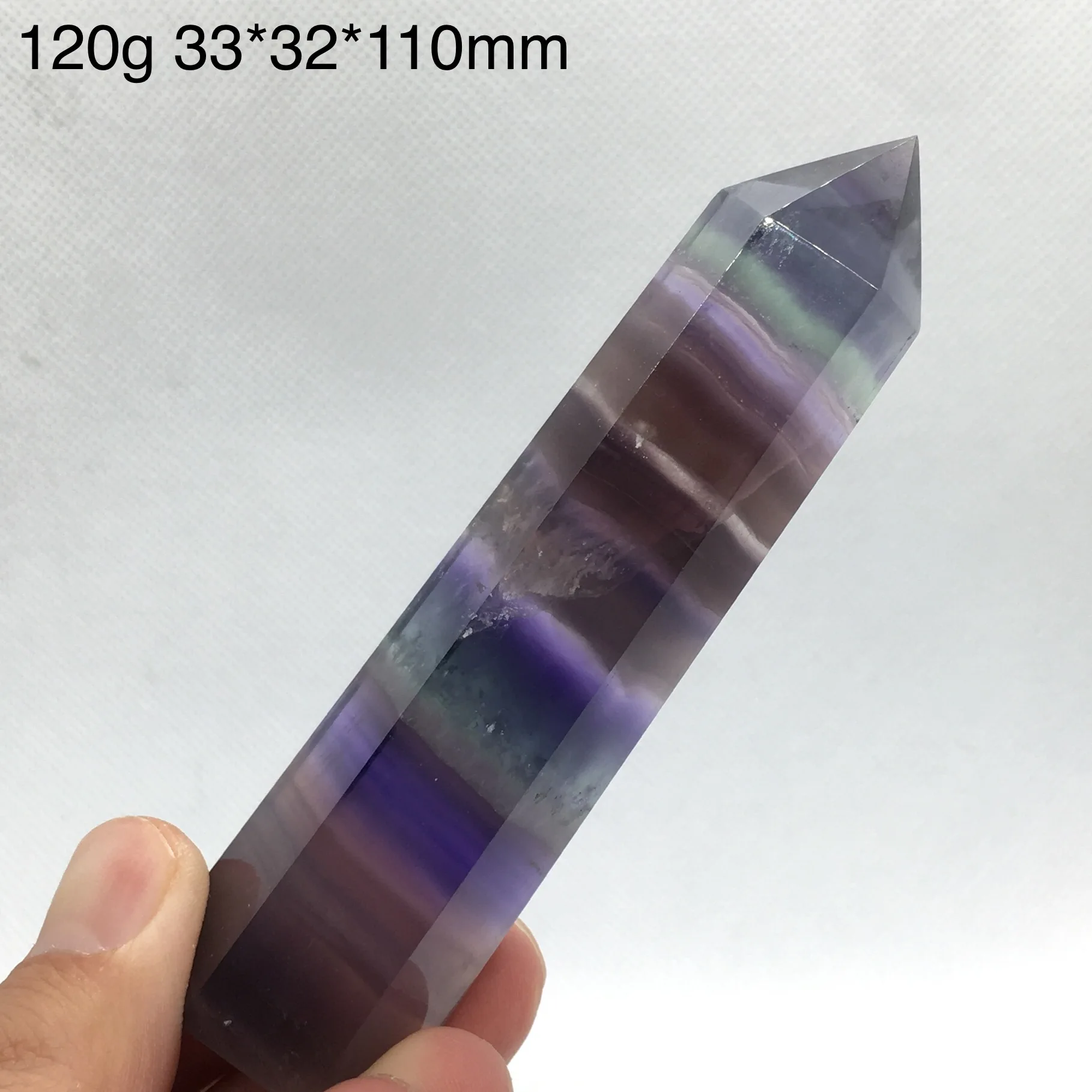 

Rainbow Hexagonal Prism Natural Fluorite Crystal Striped Rainbow Quartz Healing Stone Ornaments Gifts Room Decoration