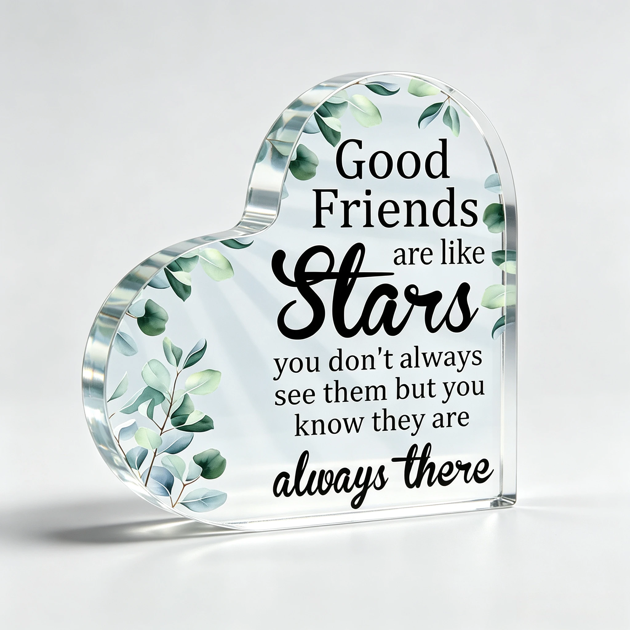 Heart Shaped Acrylic Plaque Clear Keepsake Tabletop Ornament Star Like Best Friend Quote Birthday Appreciation Gift For Women Mom Coworker Home Bedroom Decor 3.9 x 3.9 Inch