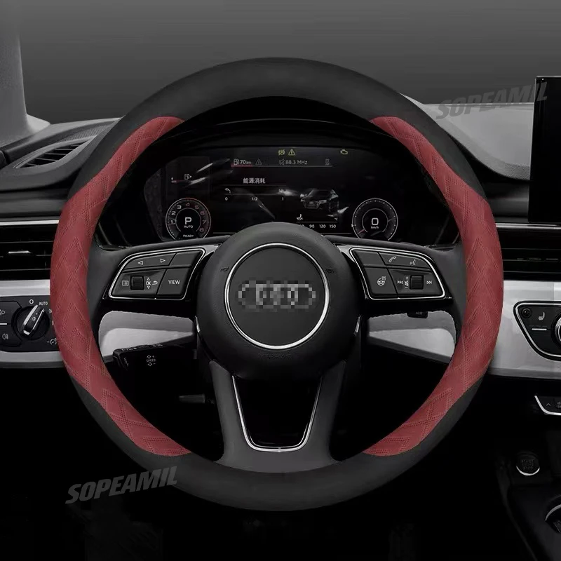 

Car Steering Wheel Cover For Audi ABT A1 A2 A3 A4 A5 A6 A7 A8 Q2 Q3 Q4 Q5 Q7 Q8 RS3 RS4 RS5 RS6 S3 S4 S5 S6 TT Auto Accessories