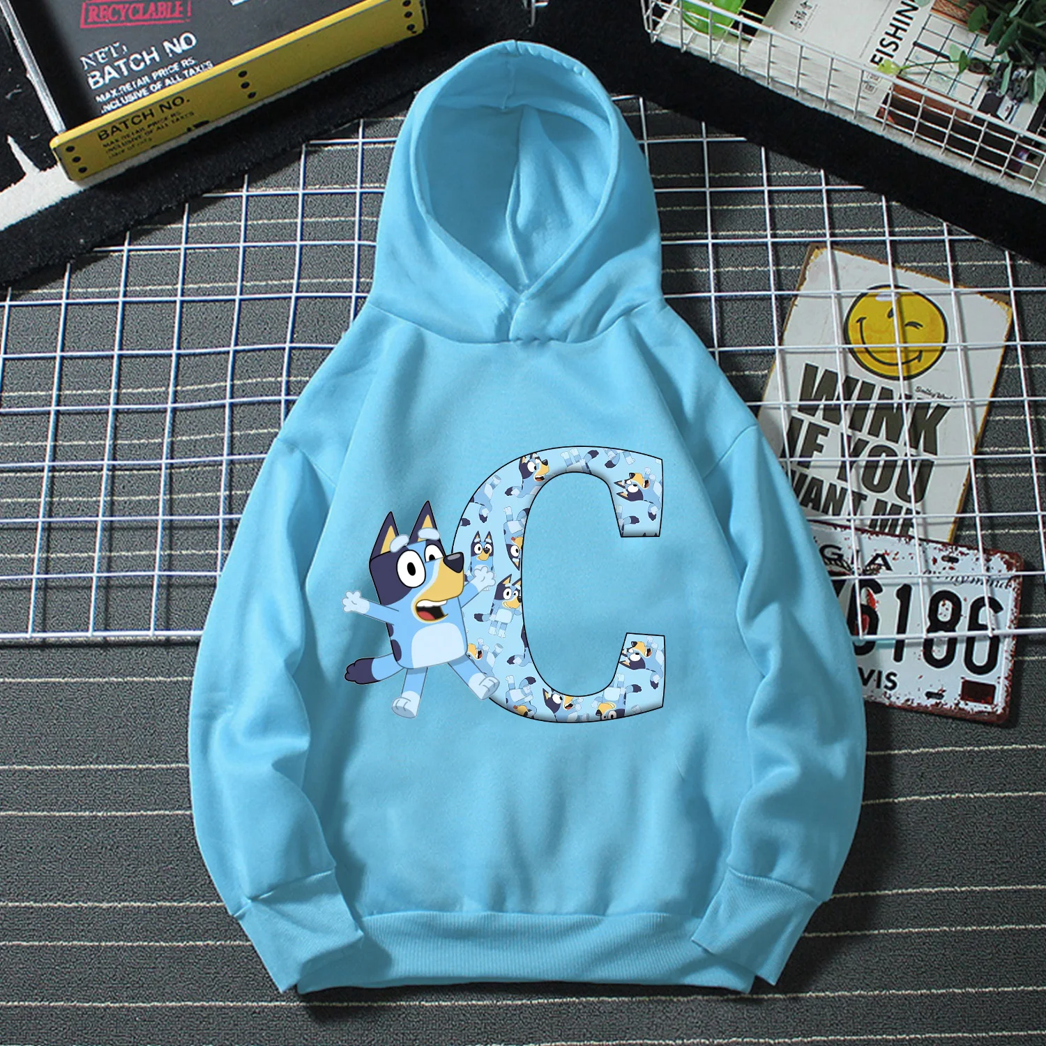 Blueys Mince Sweat À Capuche Pour Enfants A-Z Lettre Dessin Animé Vêtements De Mode Anime Sweat À Capuche Confortable Vêtements Nouveau Bleu Sweat Top Enfant Cadeau