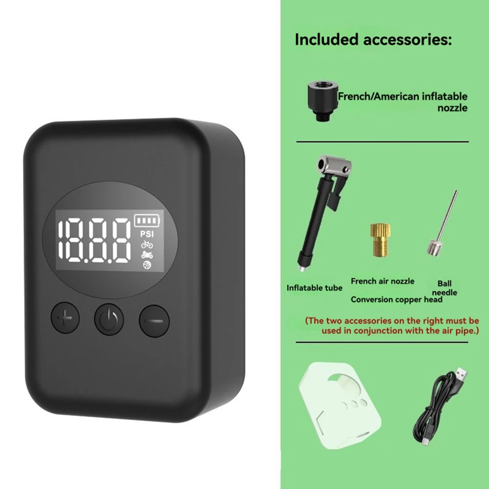 goodDT Bike Pump Electric Mini Portable Bicycle Pump with Digital PSI Pressure Gauge Motorcycle Road Bike Tire Inflator