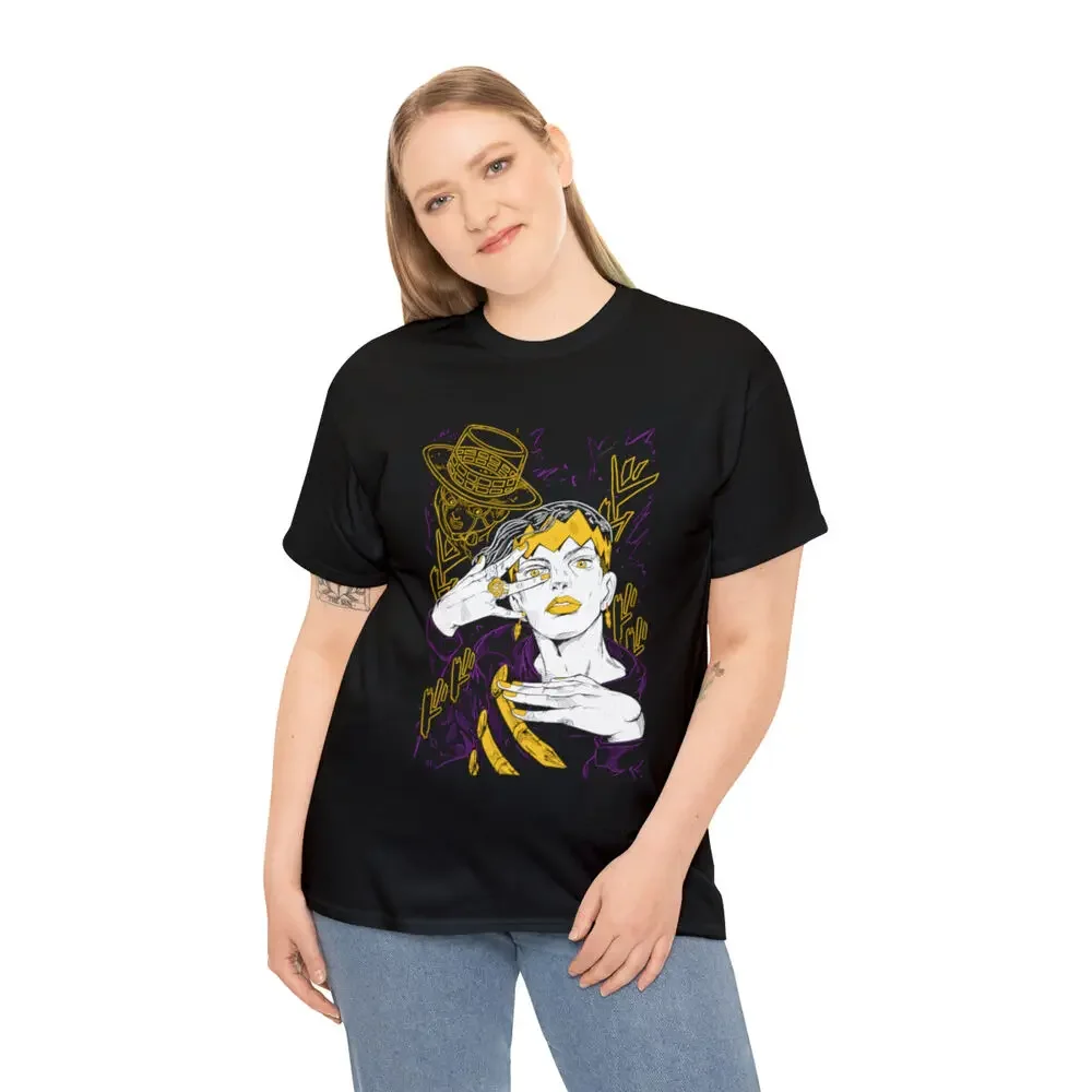 Jojo's Bizarre Anime Camiseta Preta, Rohan Kishibe T-Shir, Giorno Giovanna, Todos os Tamanhos