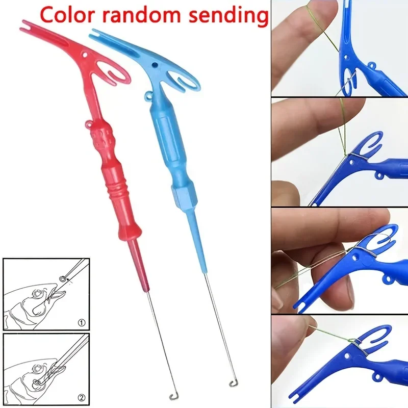 

1pc 3 in 1 Extractor Fishing Universal Fly Nail Knot Tying Tools Hook Remover Quick Knot Tying Loop Knot Tyer Tool Color Random