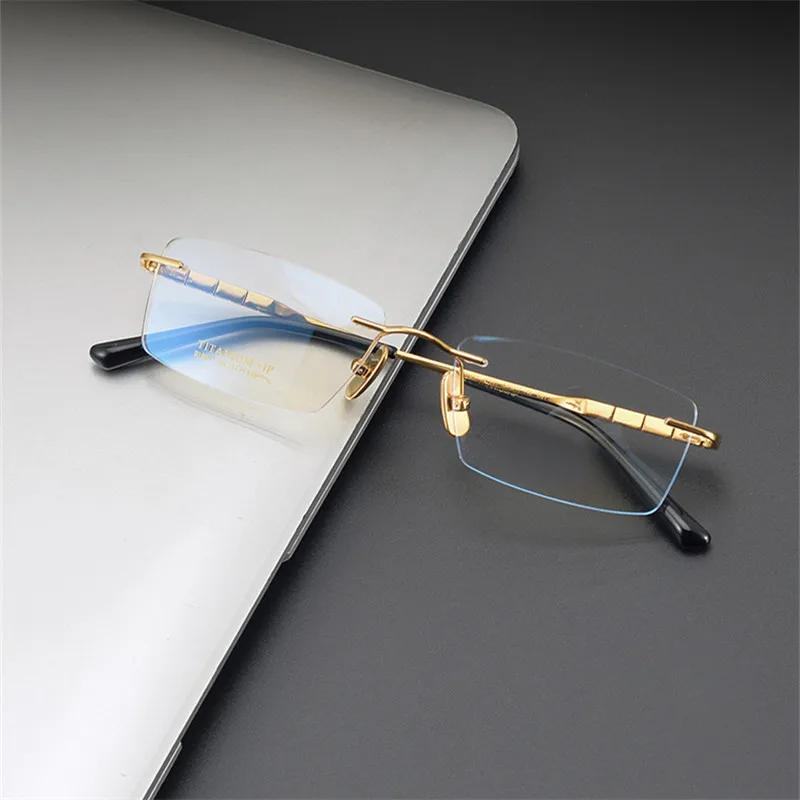 High Quality Pure Titanium Glasses Frame Ultra-light Rimless Men Square Business Eyeglasses Women Myopia Spectacles Prescription