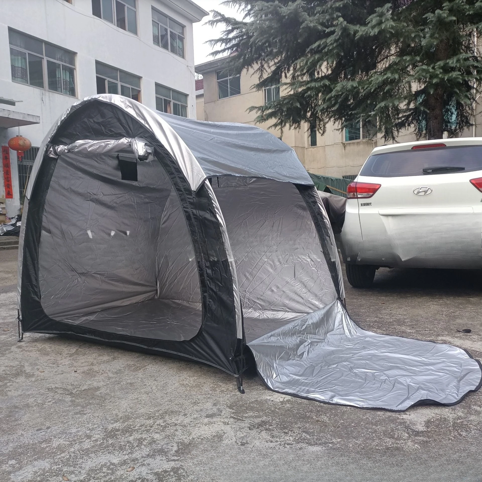 Carpa para bicicletas de doble puerta ensanchada para 4 vehículos, carpa de almacenamiento, cobertizo para bicicletas, carpa para motocicletas