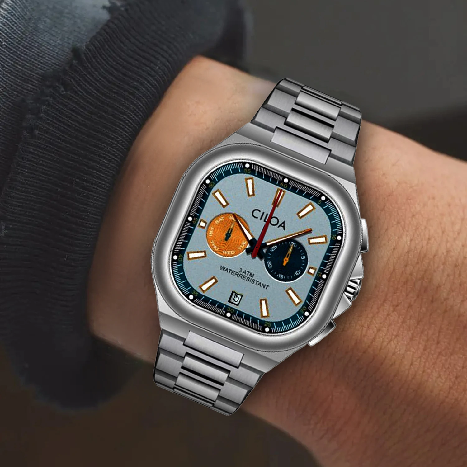 CILOA Multifunktionale blaue quadratische Sportuhr für Herren, Authentische, modische, hochwertige Edelstahl-Quarzuhr der Marke 2025,