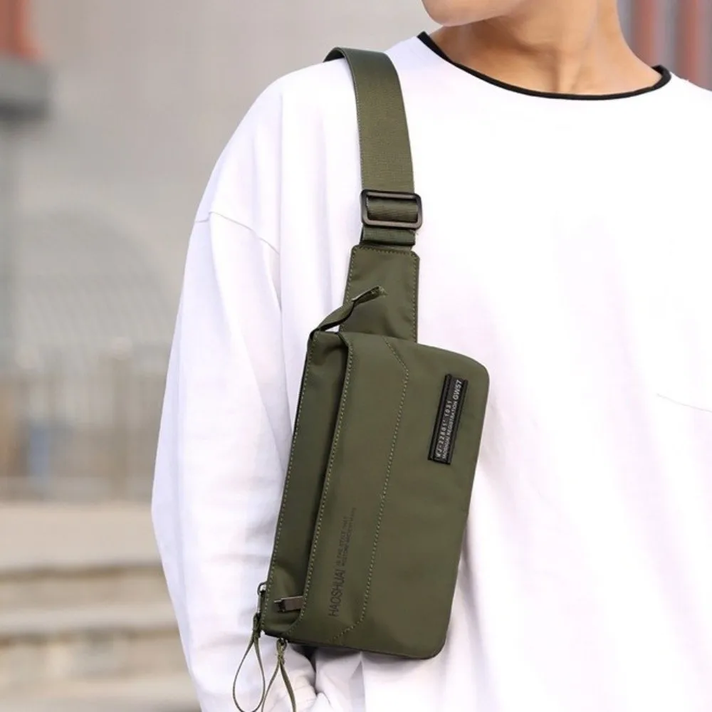 

Anti Splash Men Fanny Pack Large Capacity Solid Color Nylon Sling Shoulder Bag Multi-Pocket Multifunctional Male Waist Bag