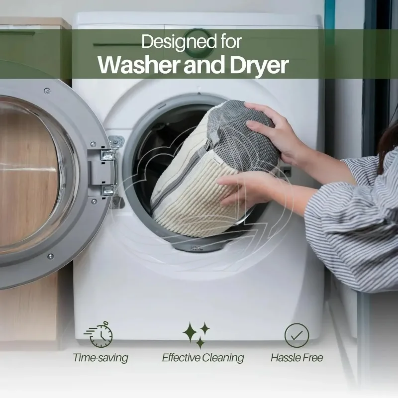 Washing Machine Shoes Laundry Bag Fluffy Fiber Sneaker Cleaning Bag with Zipper Closure