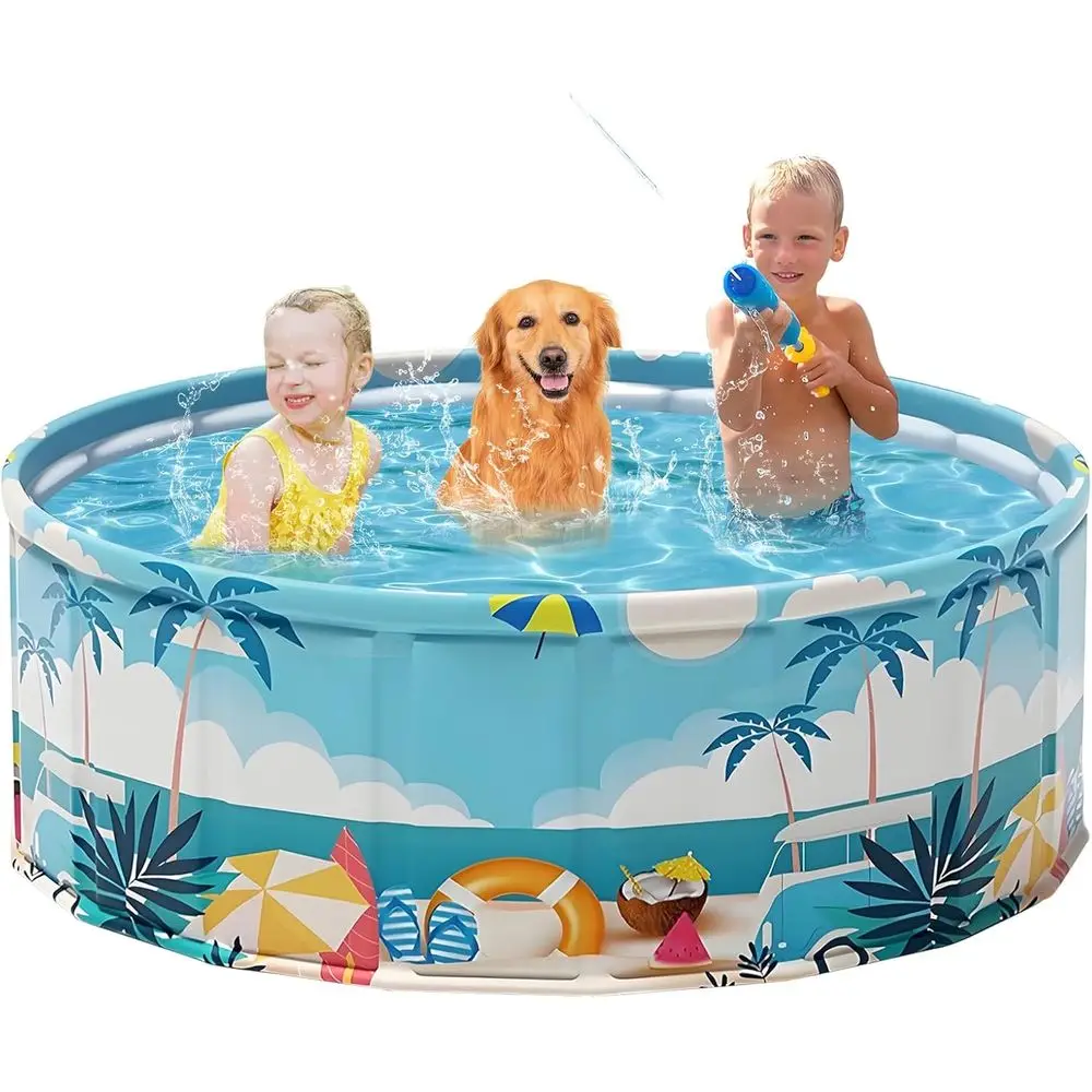 

Portable 62.9x17.7 Anti-Slip Hard Plastic Dog Pool, Collapsible for Pets, Suitable for Indoor and Outdoor Use