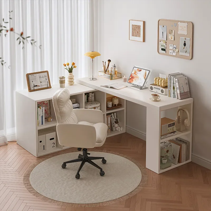 corner-desk-bedroom-girls-computer-desk-l-shaped-bookcase-integrated-workbench