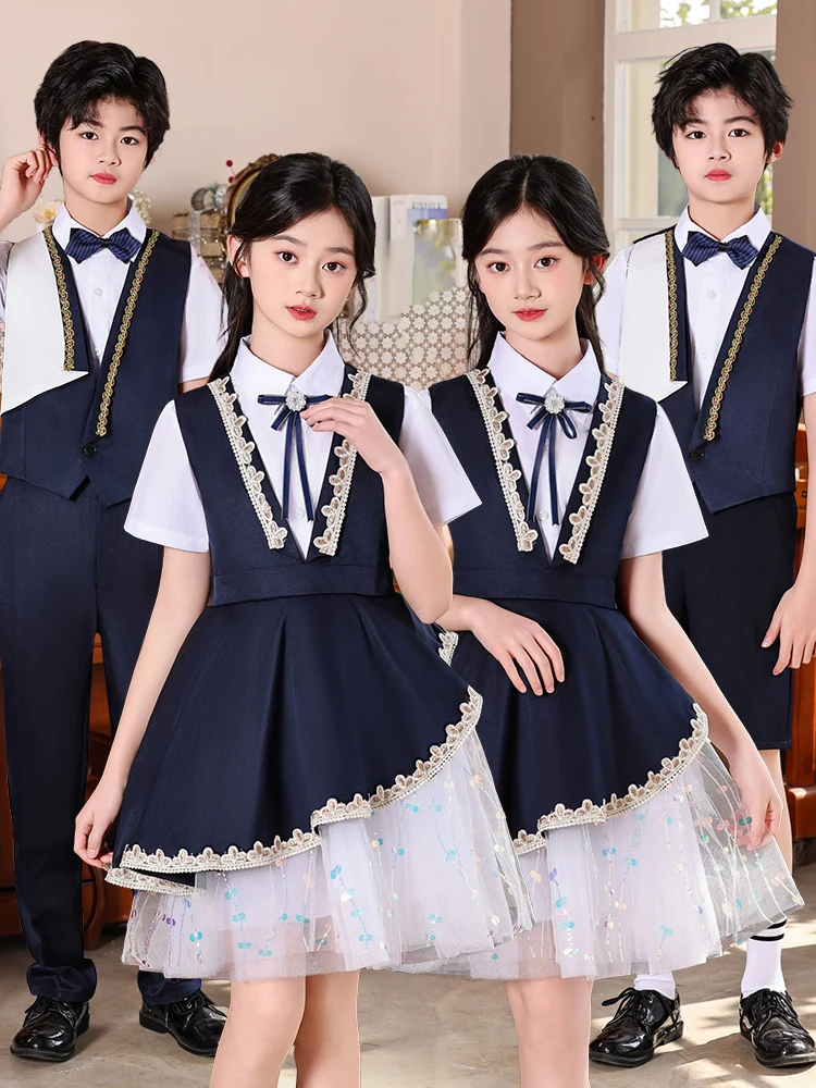 

Children's Performance Outfits National Costume Stage Costume for Primary And Middle School Girls Poem Recitation Cetition