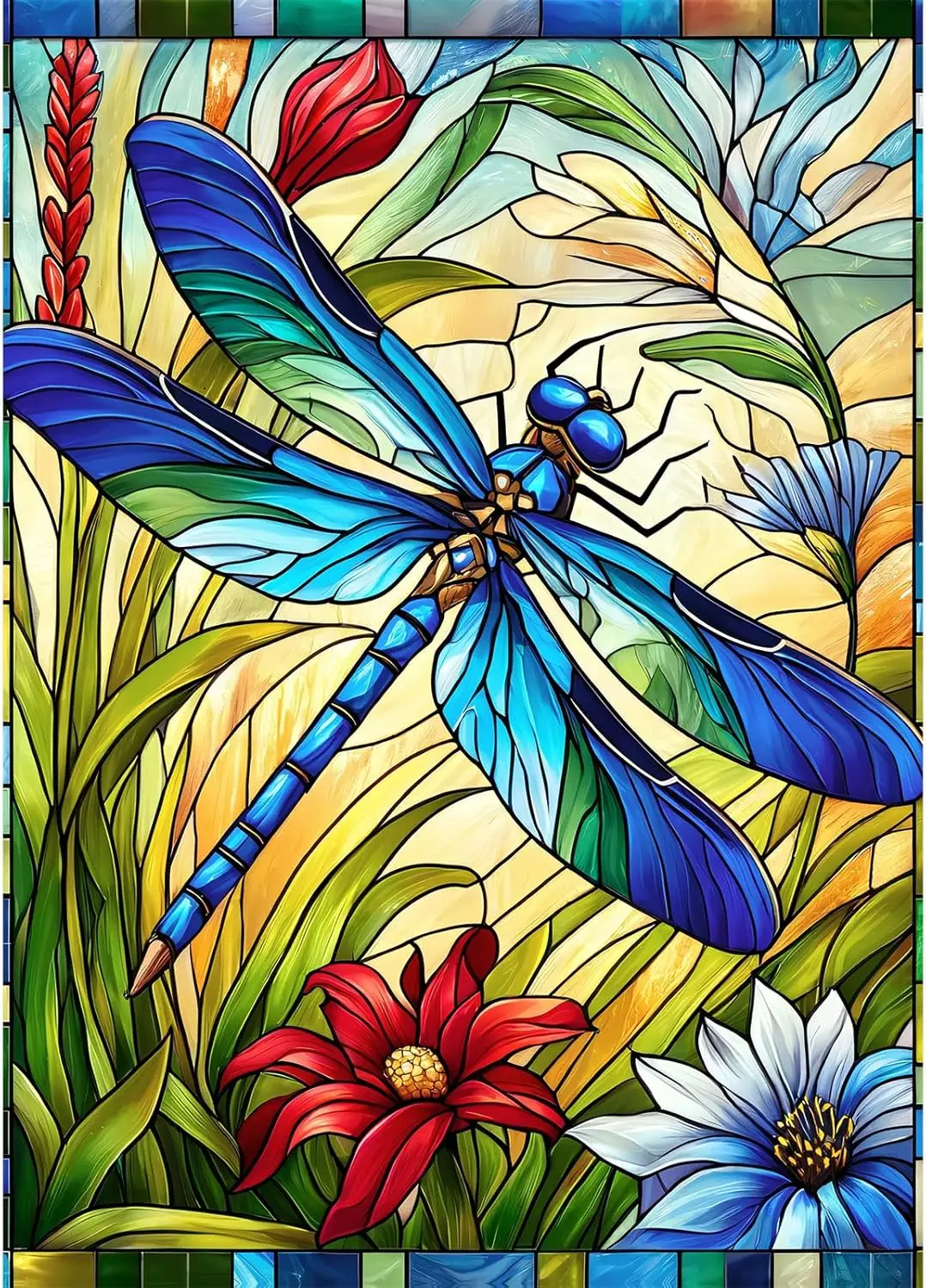 500-2000 Pieces Paper Puzzle Colorful Glass Dragonfly Jigsaw Puzzles for Adults Stress Relief Relaxing  Activity Perfect Gift