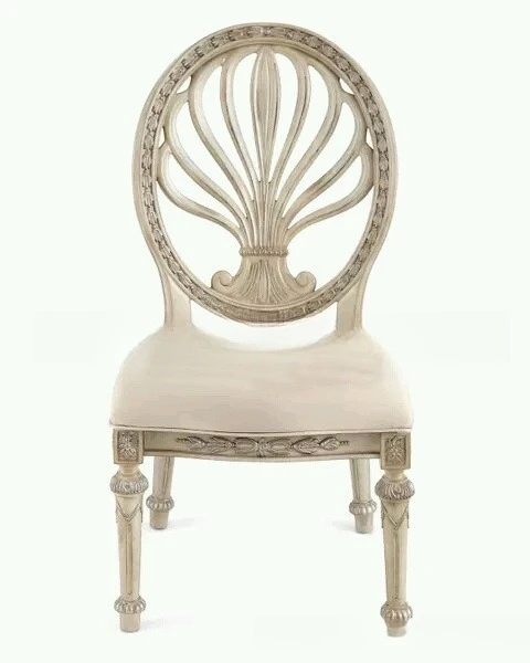 

American solid wood dining chair simple modern log old fabric hollow carved book chair round back chair