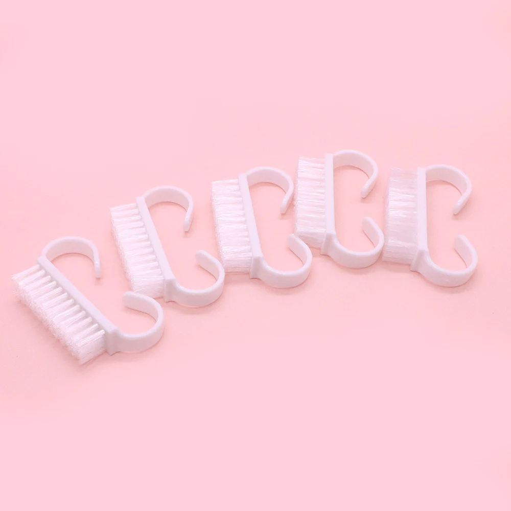 10 pçs branco pequeno ângulo lidar com escova de unhas limpeza em pó remover poeira manicure suprimentos acrílico escova da arte do prego acessórios do prego