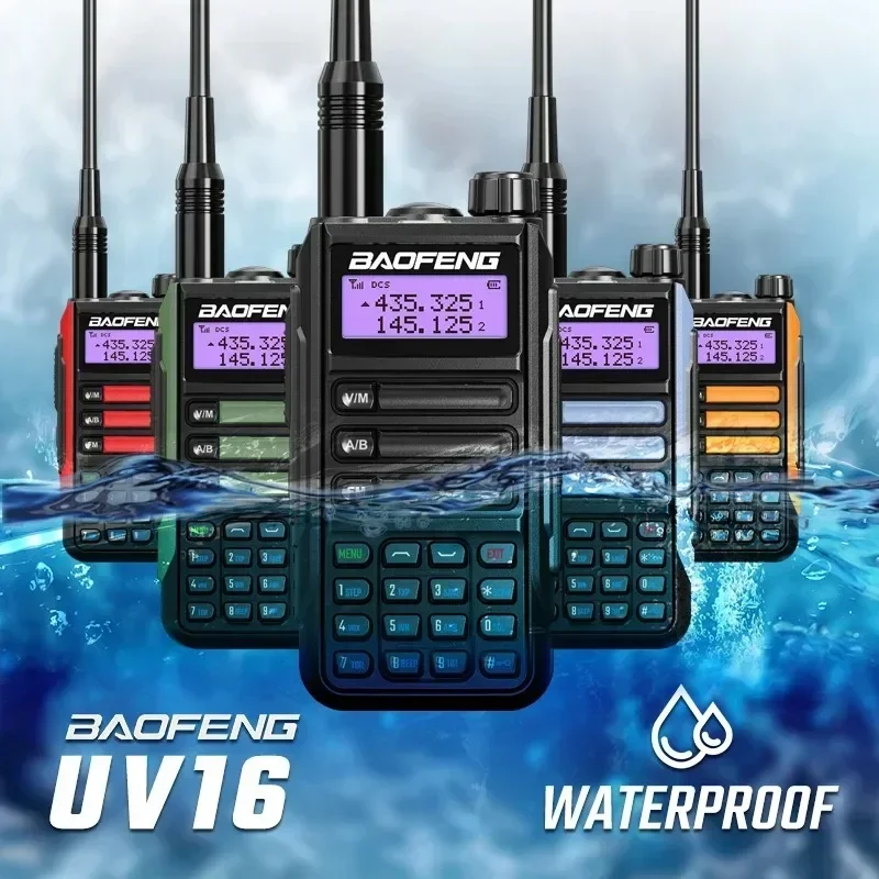 Baofeng Official Store UV 16 Walkie-Talkie Tri Band Professional Hunting Ham Waterproof Long Range Type-C Two Way Portable Radio