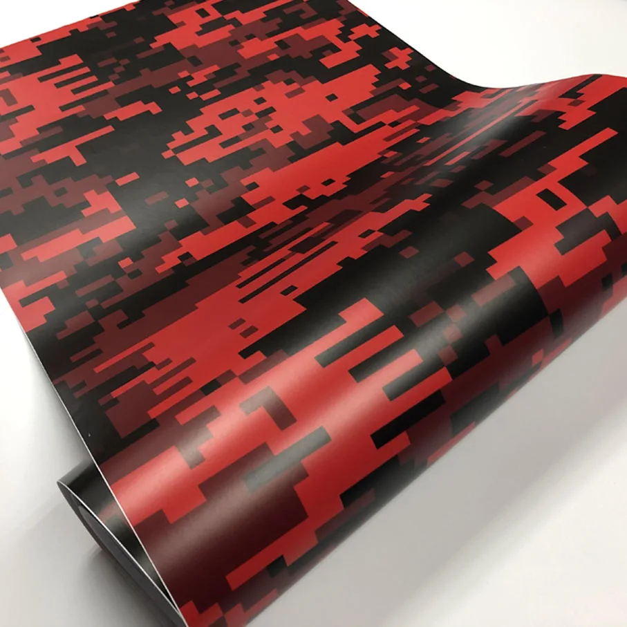 50cm*200cm Red Black Digital Military Camo Film With Air Bubble Free Motorcycle Car Adhesive Camouflage Vinyl Wrap