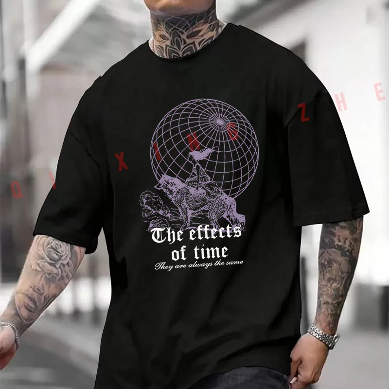 

The Effect Of Time Design Motorcycle Printed T-Shirt Men's Fashion Short Sleeve Exquisite Design Essential Top Tees