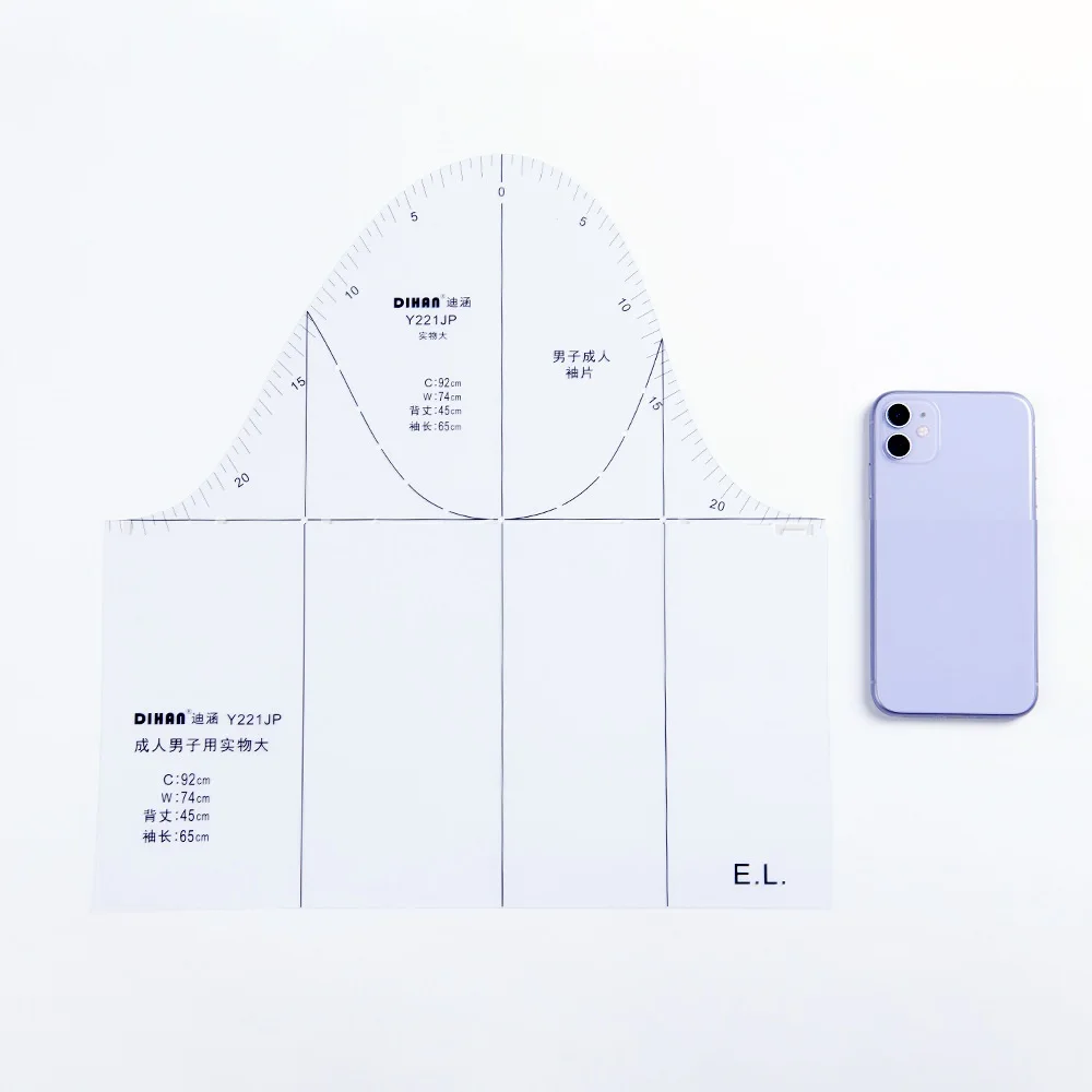 1:1 Men's Sleeve Clothing Prototype Fashion Design Ruler Pattern Making Tool
