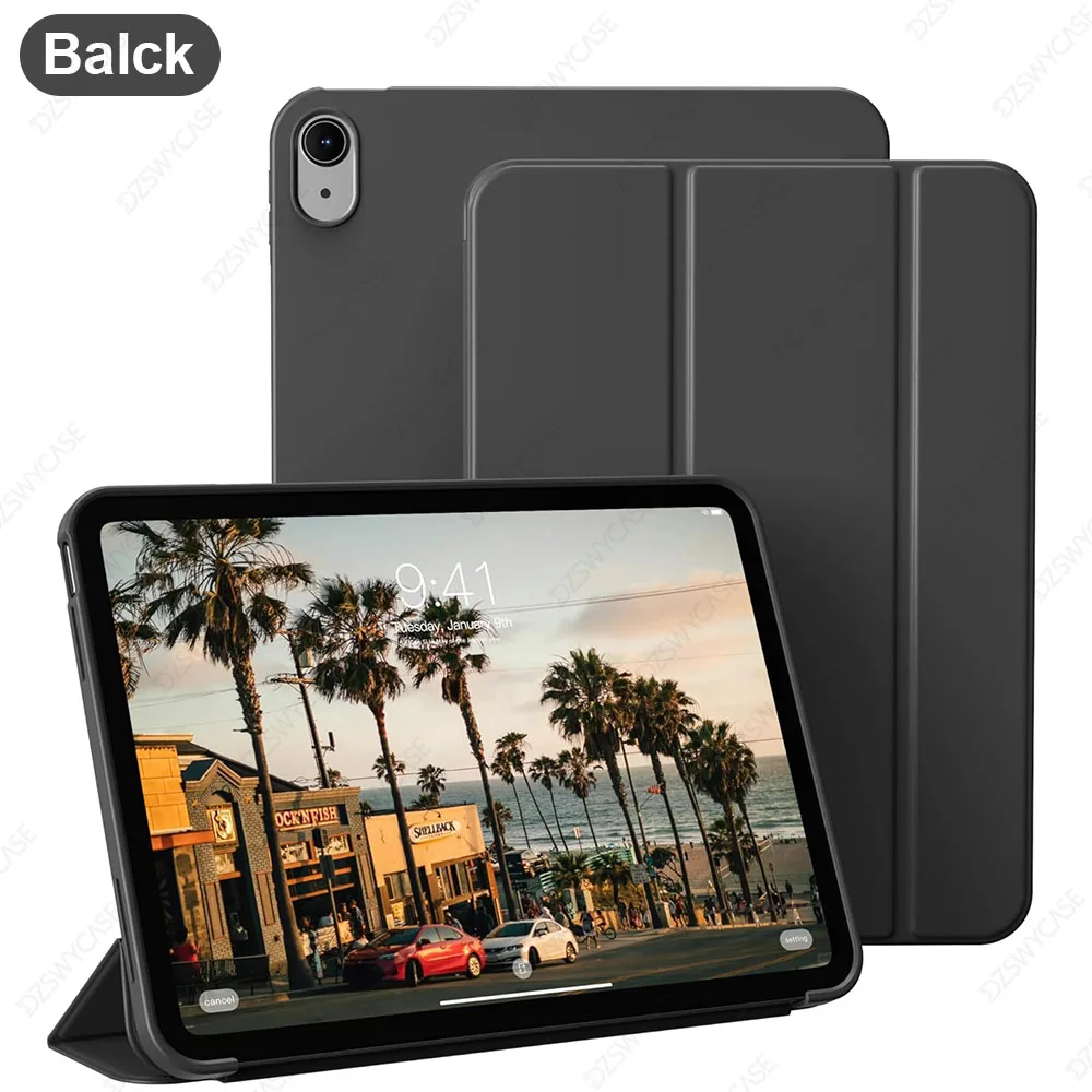 Case voor iPad 11e (A16) 11 inch 2025/10e generatie 10,9 inch 2022, ondersteuning Auto Wake/Sleep, driebladige standaardcover, met zachte TPU-achterkant