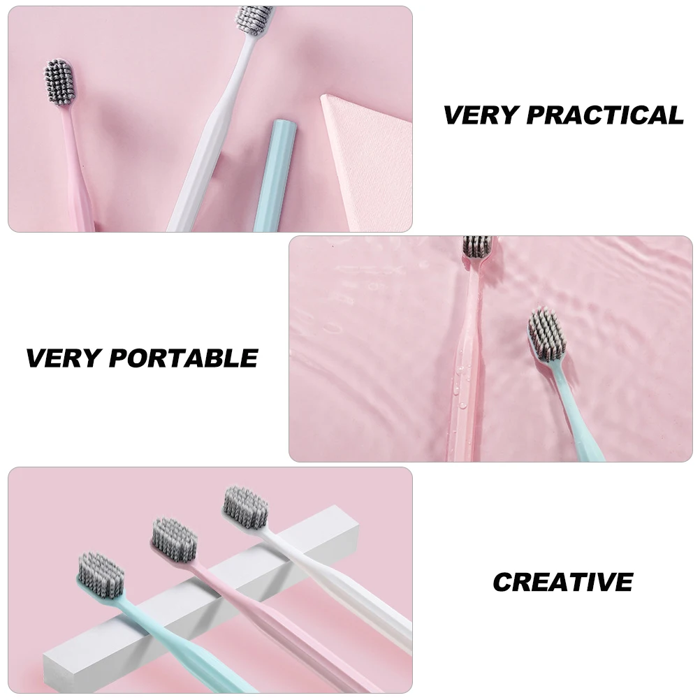 3 قطع فرشاة أسنان ذات شعيرات ناعمة للاستخدام للبالغين، شعيرات تدوم طويلاً، تصميم فعال لصحة الفم #3
