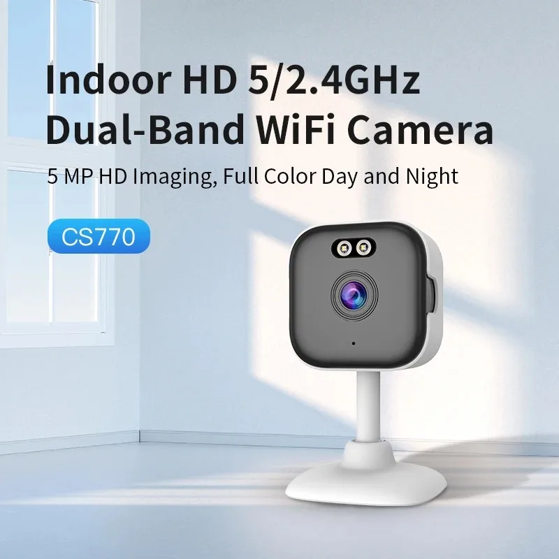 O-Kam Pro 5MP Mini Cube Dual Band WiFi IP Camera Indoor Human Detection Onvif Baby Monitor Two Way Audio Home Security CCTV Cam